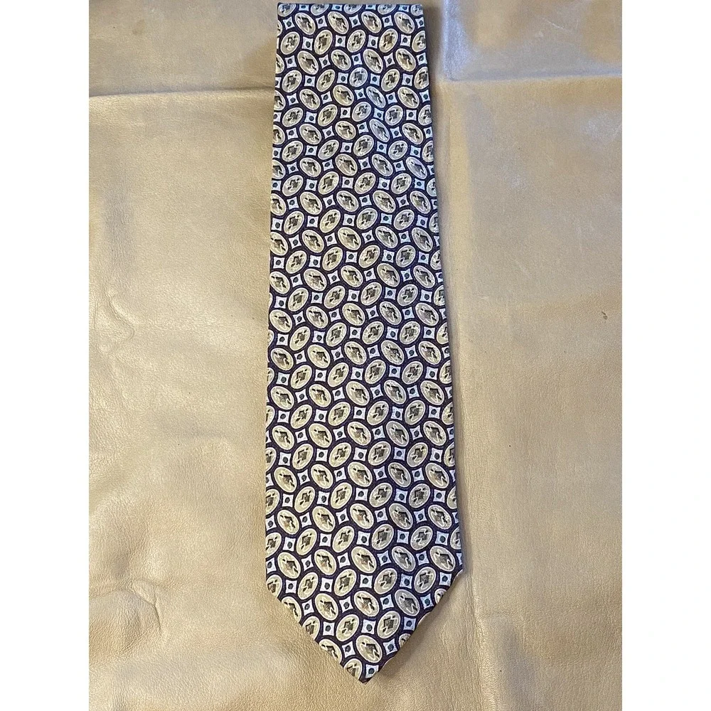 Calvin Klein,100% Silk,Men's Neck Tie,USA Made Multicolor Oval Geometric